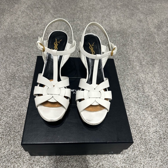 White Saint Laurent Tribute Sandals 75 *HARD TO FIND!* - Picture 1 of 11